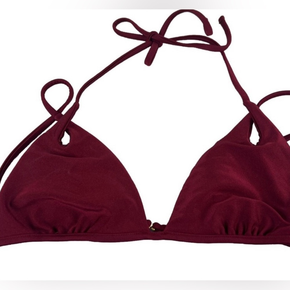 GIGI C Burgundy Triangle String Bikini Top